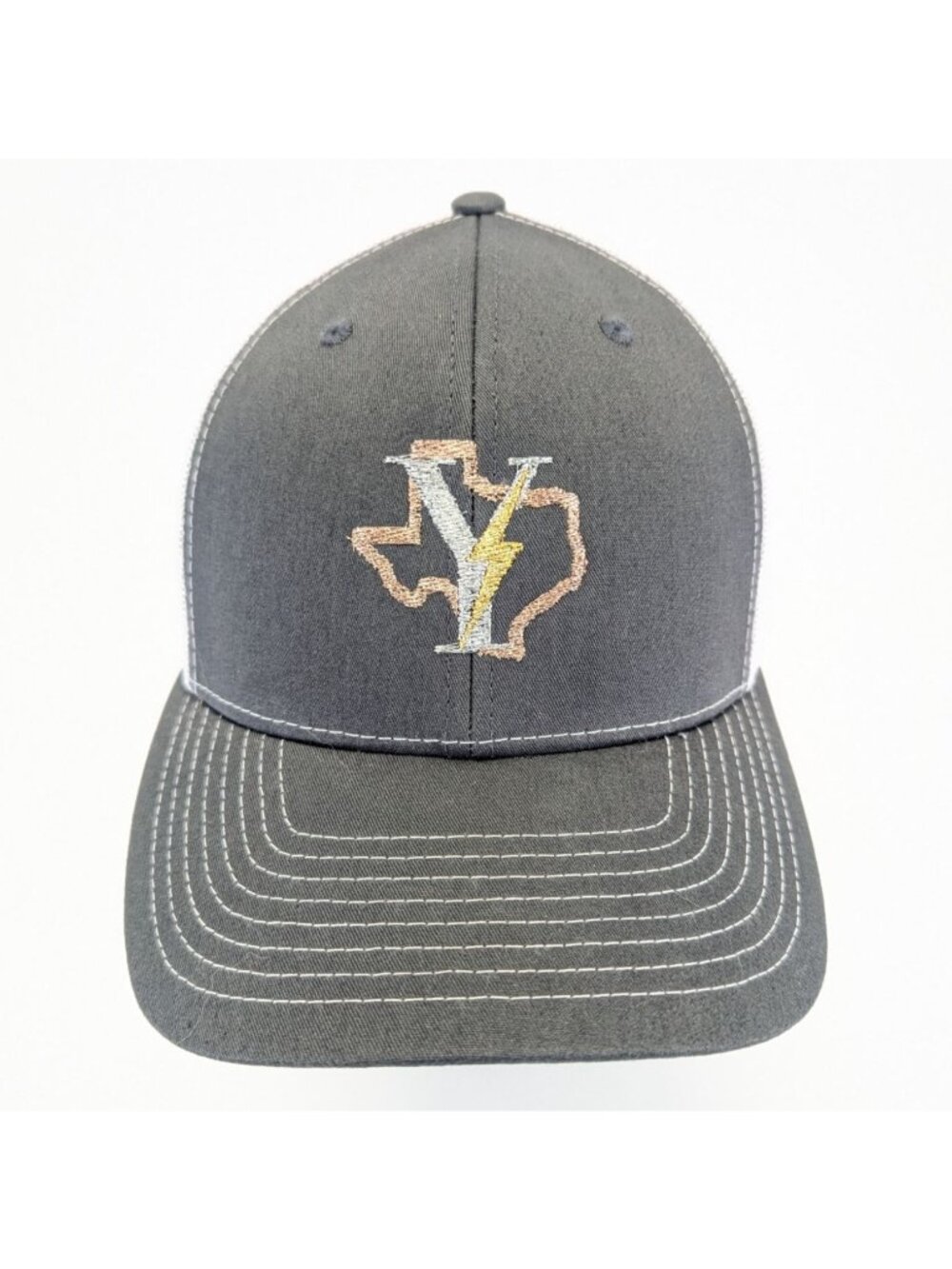 Texas Lightning Bolt Logo Snapback Hat Gray Trucker Adjustable Richardson Cap